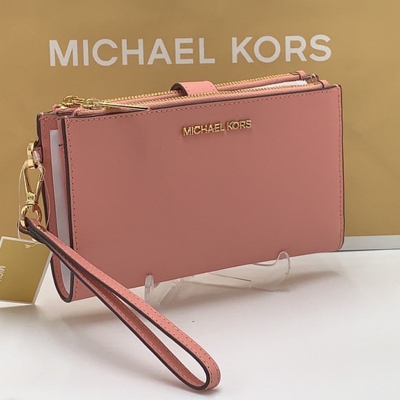 MICHAEL KORS LARGE DOUBLE ZIP WRISTLET WALLET PRIMROSE COLOR - Picture 3 of 14